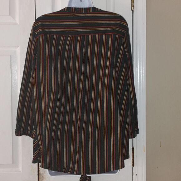 New Directions curvy striped button down tie front Sz 1X - Picture 3 of 4
